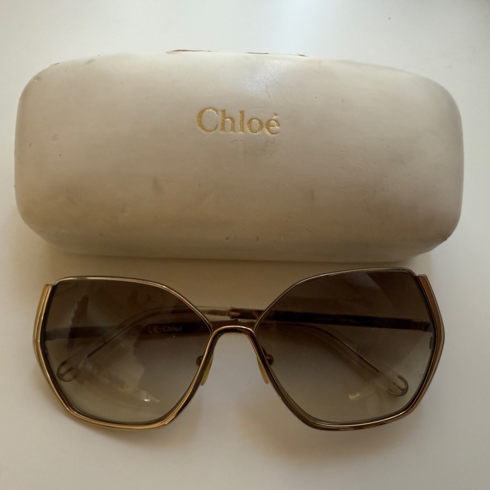 Chloe Gold and Brown Sunglasses